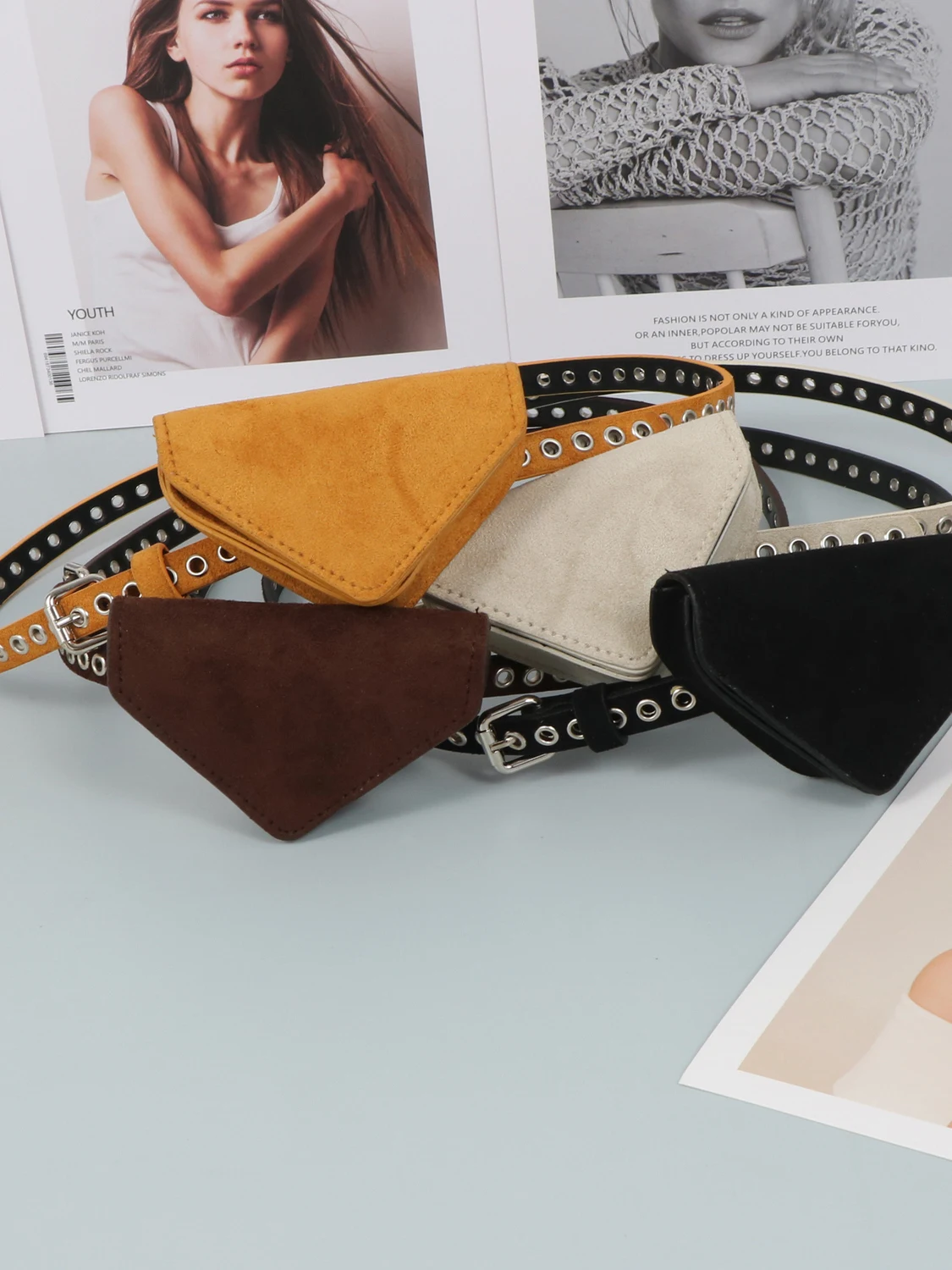 

New Shape Faux Suede Matte Surface Waist Bag with Belt for Earphones And Lipstick Decoration Casual Dumpling Shaped ...