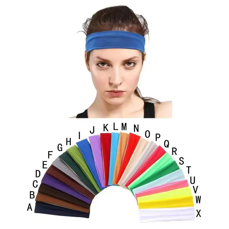 Retro Solid Color Elastic Sweat-Wicking Sports Headband For Women