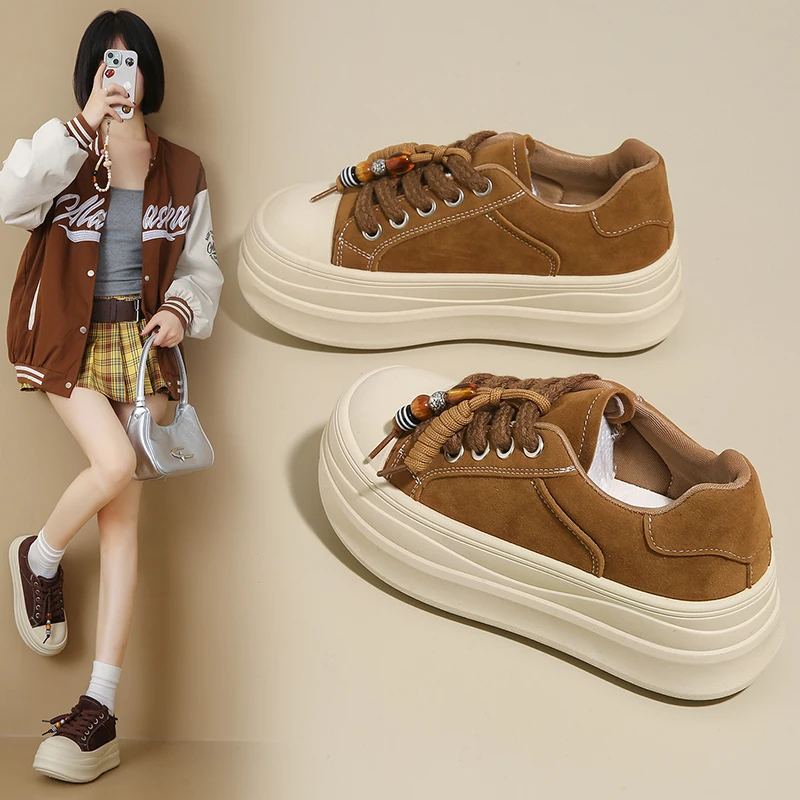 

2025 Autumn/Winter New Style Women's Thick-soled Shoes, Anti-slip, Wear-resistant, Heightened, Casual Shoes
