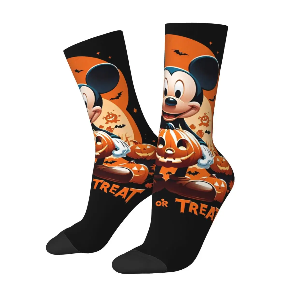 Trick Or Treat Mickey Mouse Disney Design Crew Socks Merchandise for Girl Cozy Dress Socks