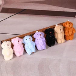 2pc 4.5cm Mini Plush Toy Joint Bear Doll Long Hair Teddy Bear DIY Creative Handmade Jewelry Hat Necklace Decoration Accessories