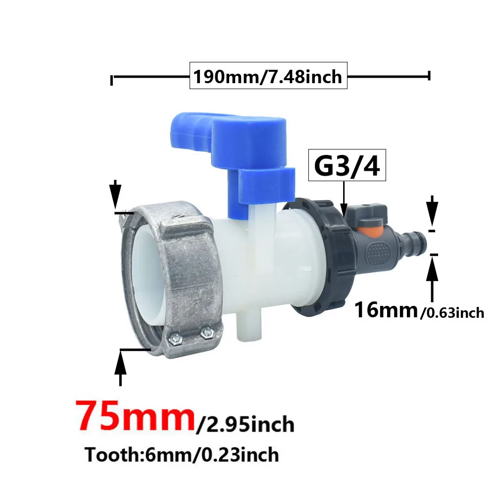 1000L IBC Water Tank Adapter 75mm S60 to 16mm Nipple Hose Connector Tap Valve Outdoors Valve Watering Pipe Fitting
