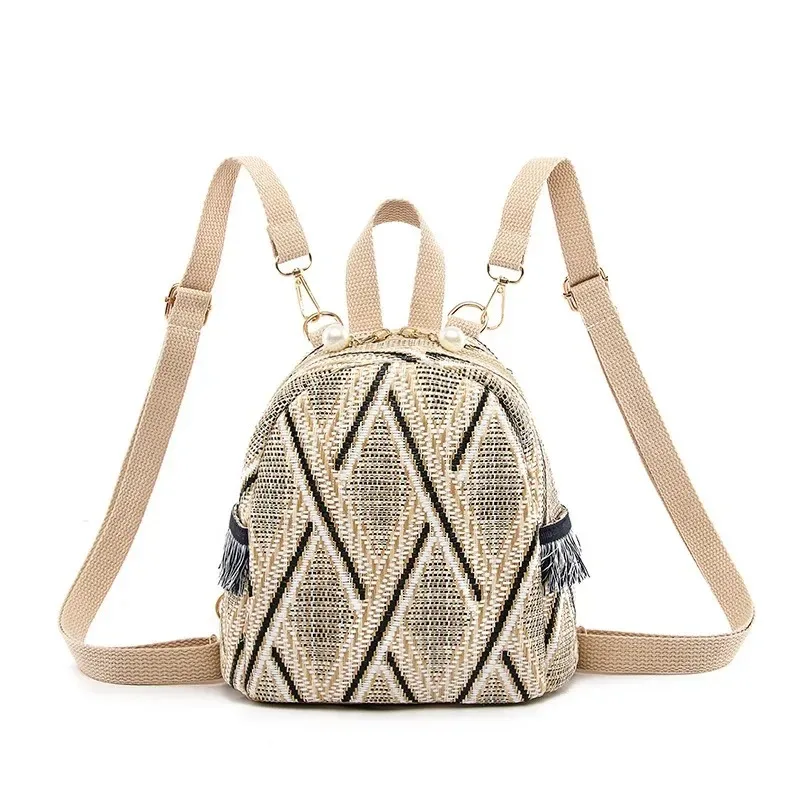 Summer New Knitted Breathable Small Backpack 2021 Fashion Grass Knitted Mini Backpack Tourism Leisure Shopping Bag