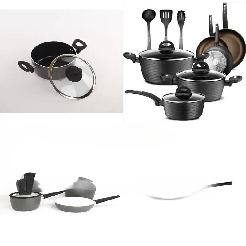 Classic Home Cooking Set with Aluminum Pan and Glass Lid Durable Metal Versatile