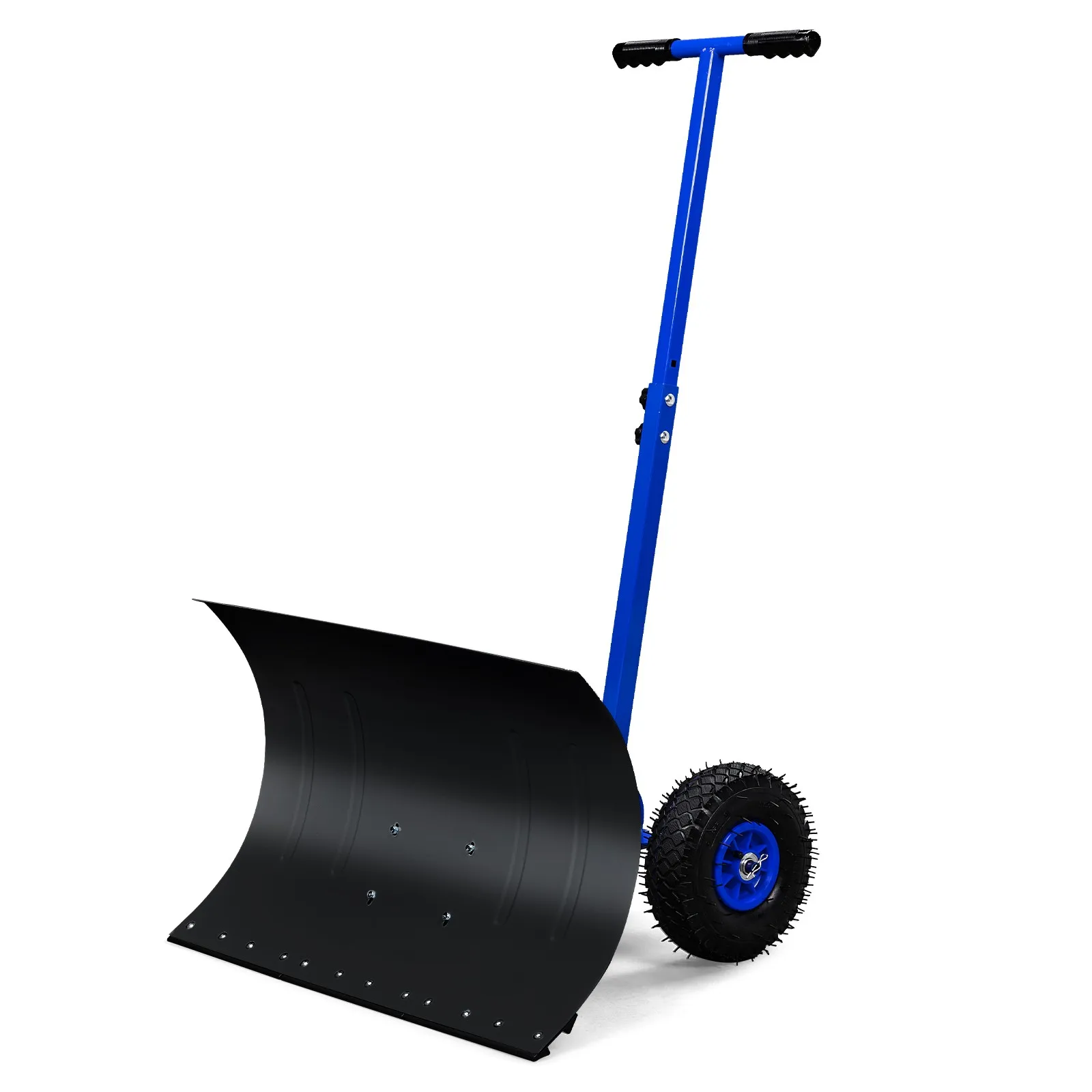 29 x 18in T-Handle Snow Plow with Inflatable Wheels Heavy Duty for Driveway US