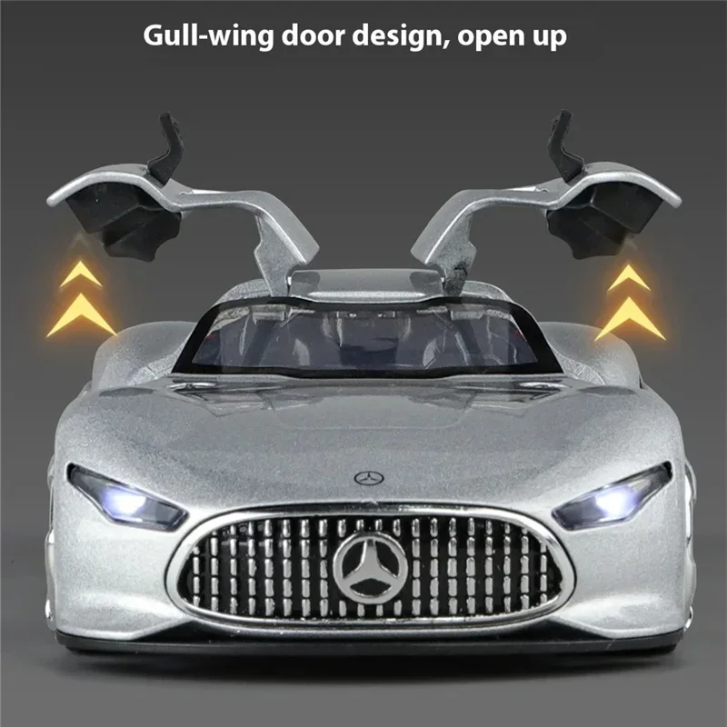 1:32 Benzs Vision GT Alloy Sports Car Model Diecast Metal Racing Car Vehicle Model High Simulation Sound and Light Kids Toy Gift