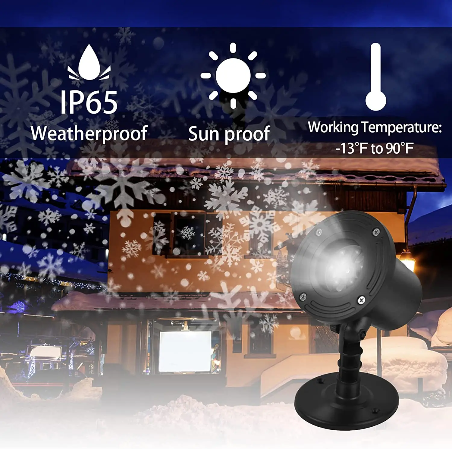 Outdoor LED Snowflake Projetor Luzes, luzes da noite, neve decorativa, Natal, festa de casamento, E2