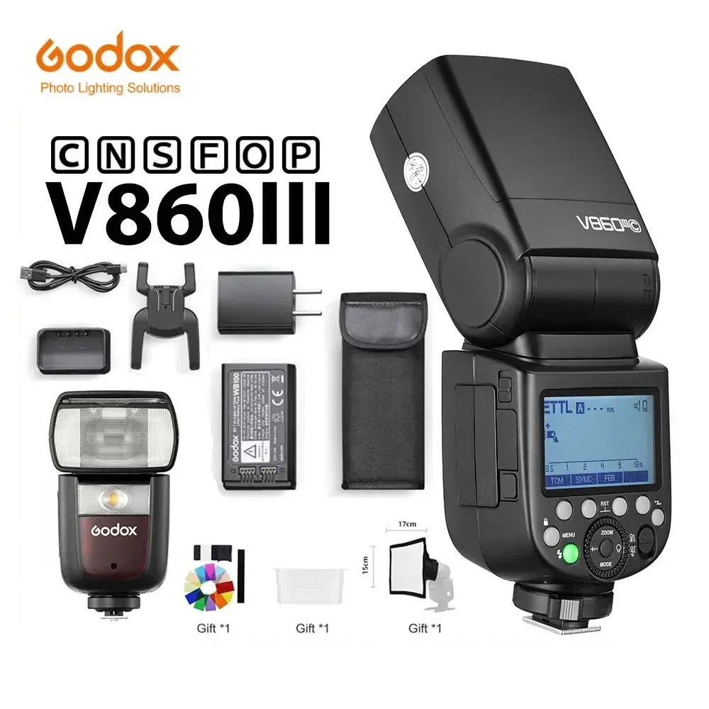 

Вспышка Godox V860III TTL HSS 2,4G для Фотоаппарата Canon Sony Nikon Fuji Olympus Pentax