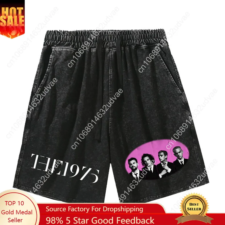 

The 1975 Shorts Man Woman Teenager Retro Short Pants Vintage Cotton Elastic Soft Beach Shorts Pattern Text Customized Pant
