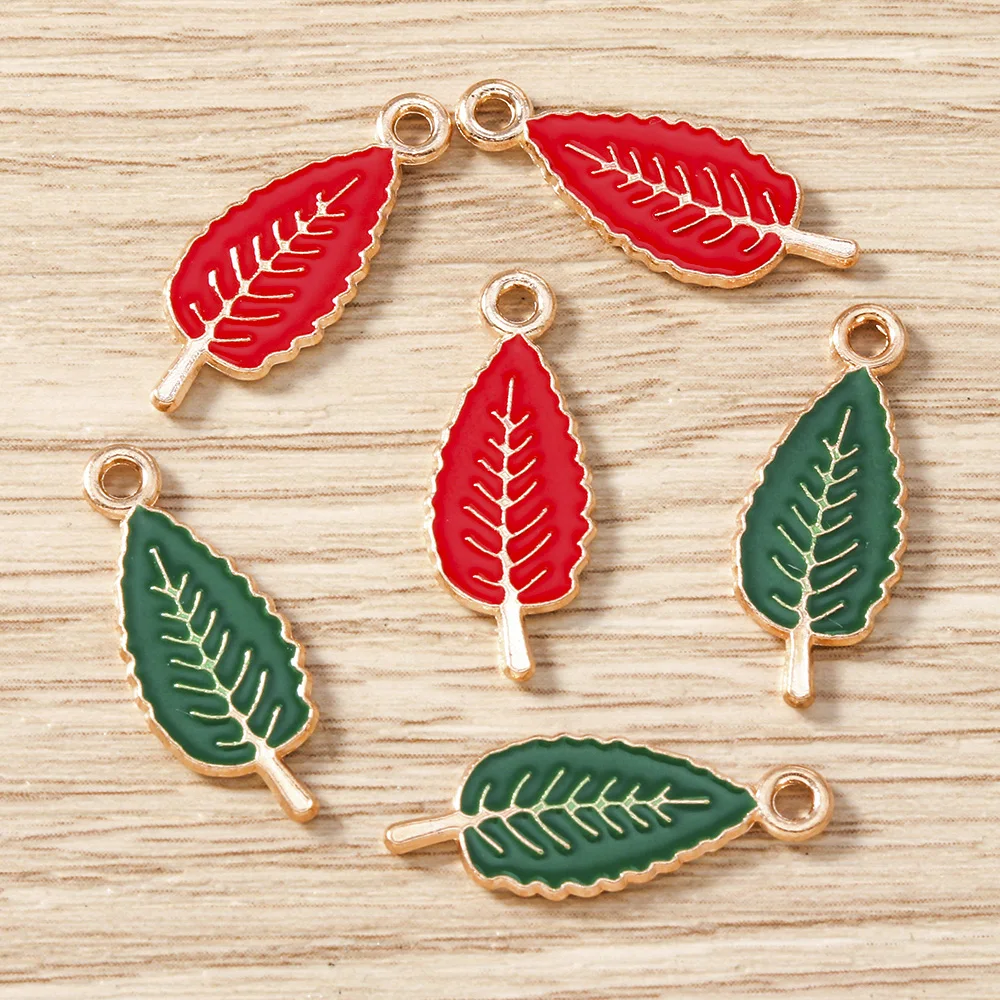 Tusember 20 Stück 9*22mm Emaille Niedliche Baum-Anhänger Blatt-Baum-Anhänger für Ohrringe, Halsketten, DIY-Schmuckherstellung, Bastelzubehör – Detail 6