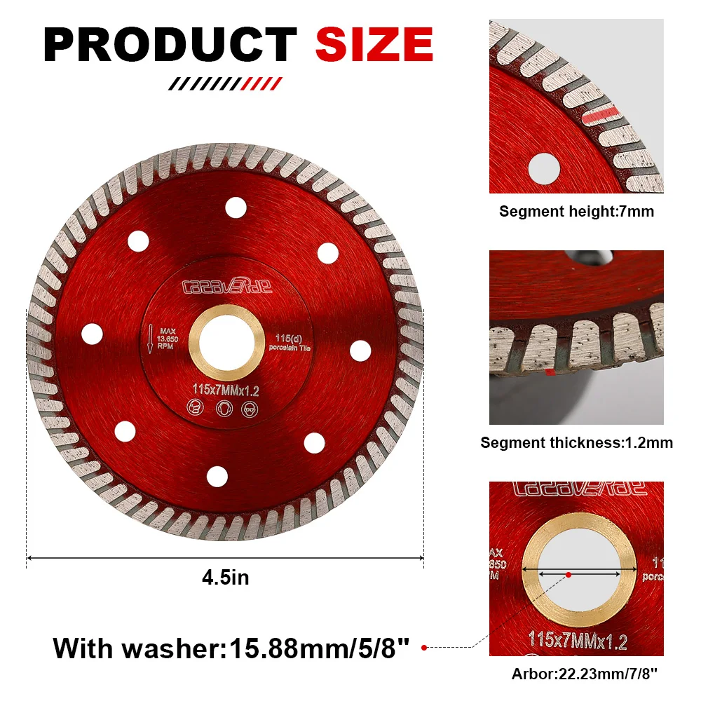 Casaverde 2 Cái/lốc 4.5 "Siêu Mỏng Sứ Turbo Ngói Lưỡi Dao Sứ Đá Cẩm Thạch Đông Ninh Gạch Men