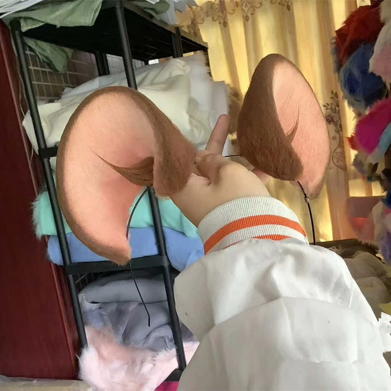 Handmade Simulation Beast Animal Mouse Ear Hair Hoop Headwear For Lolita Halloween Christmas Anime Cosplay Prop