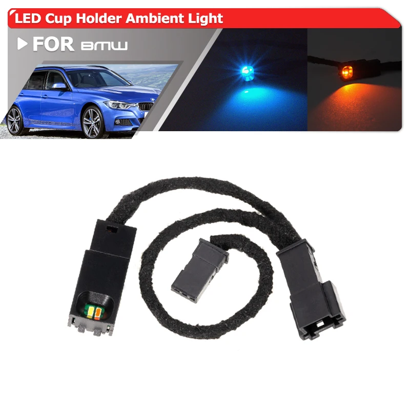 For BMW 3Series F30 F31 F34 M3 4Series F32 F33 F36 M4 LCI LED Center Console Cup Holder Light Ambient Lighting Orange/Ice Blue