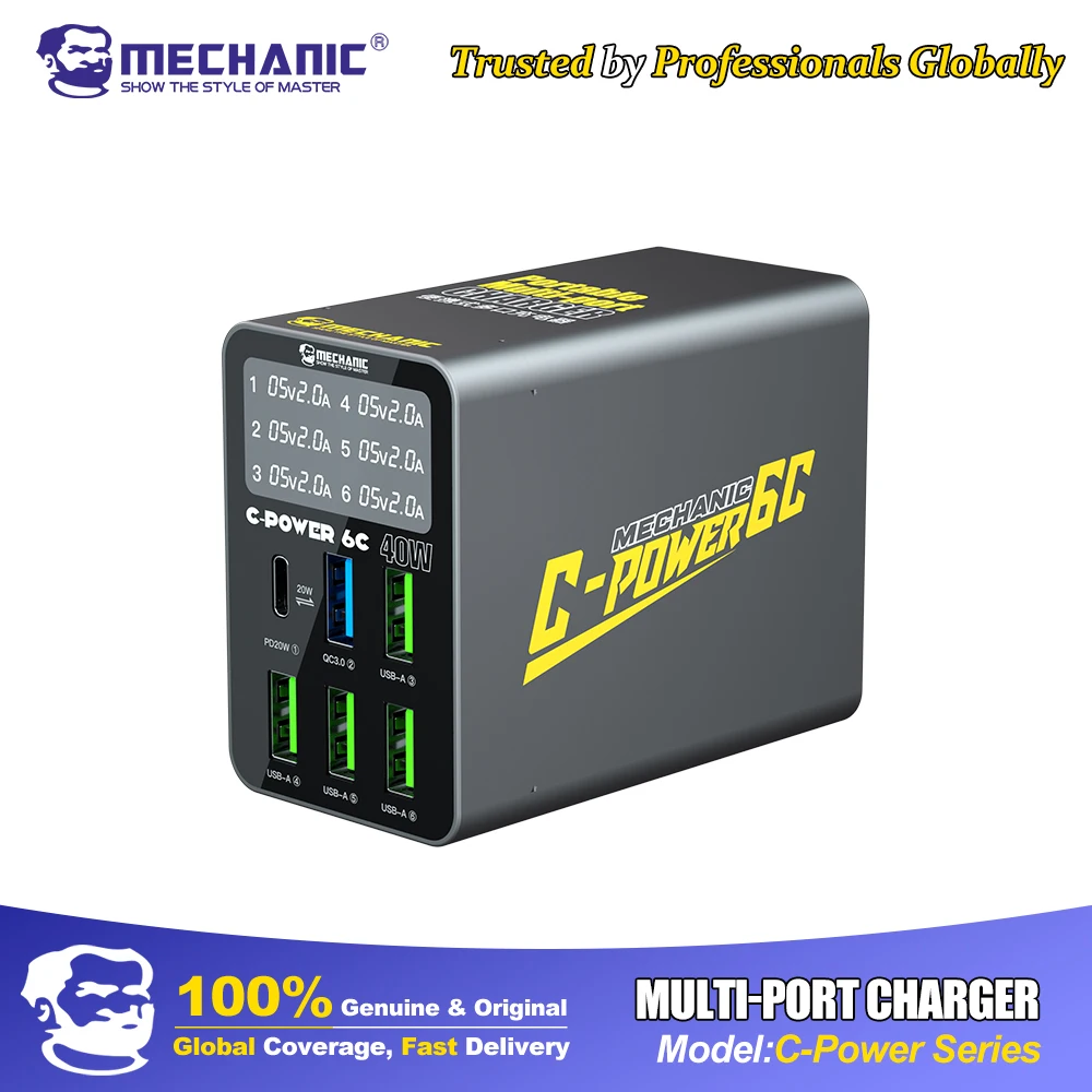 MECHANIC Portable Multi-Port Charger Intelligent Digital Display Multi-Compatibility with Multiple Protection for Fast Charging