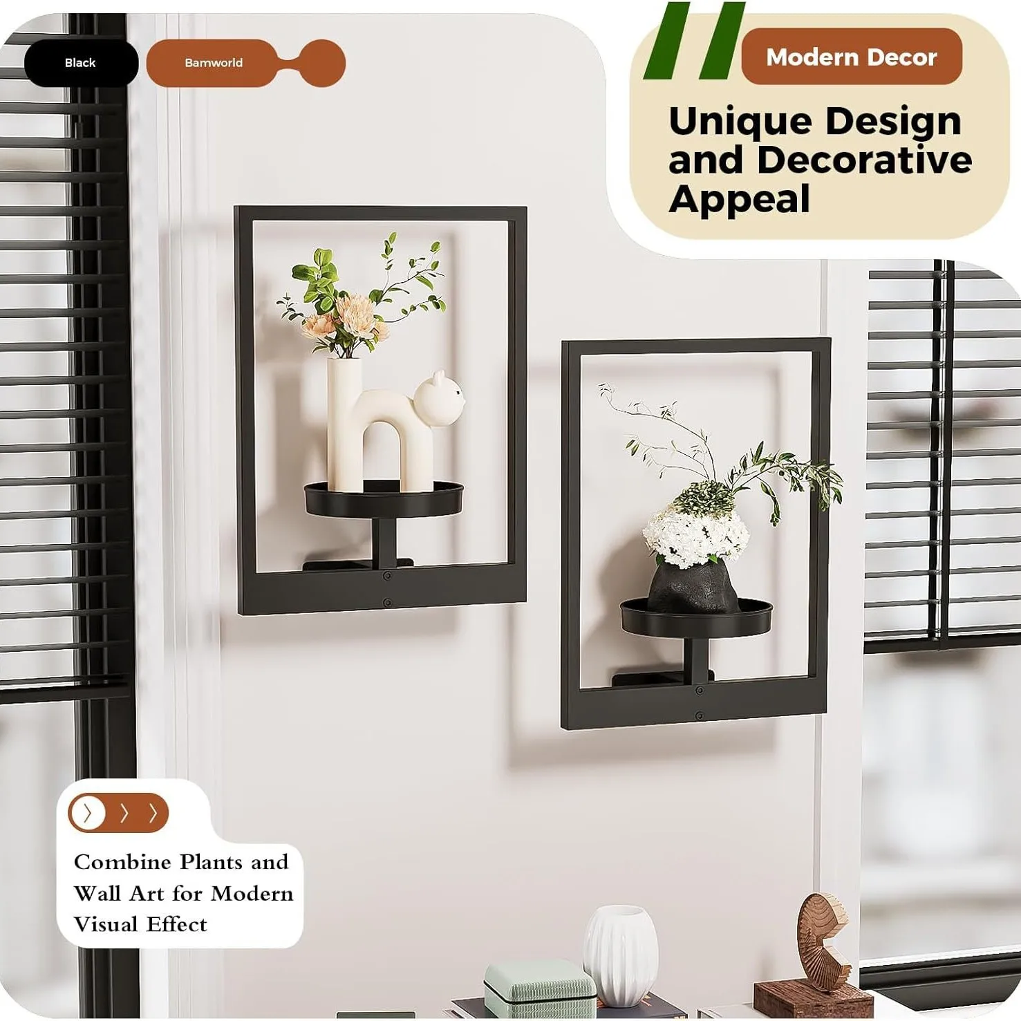 Metal plant wall frame decorative frame wall window style home decoration wall-mounted