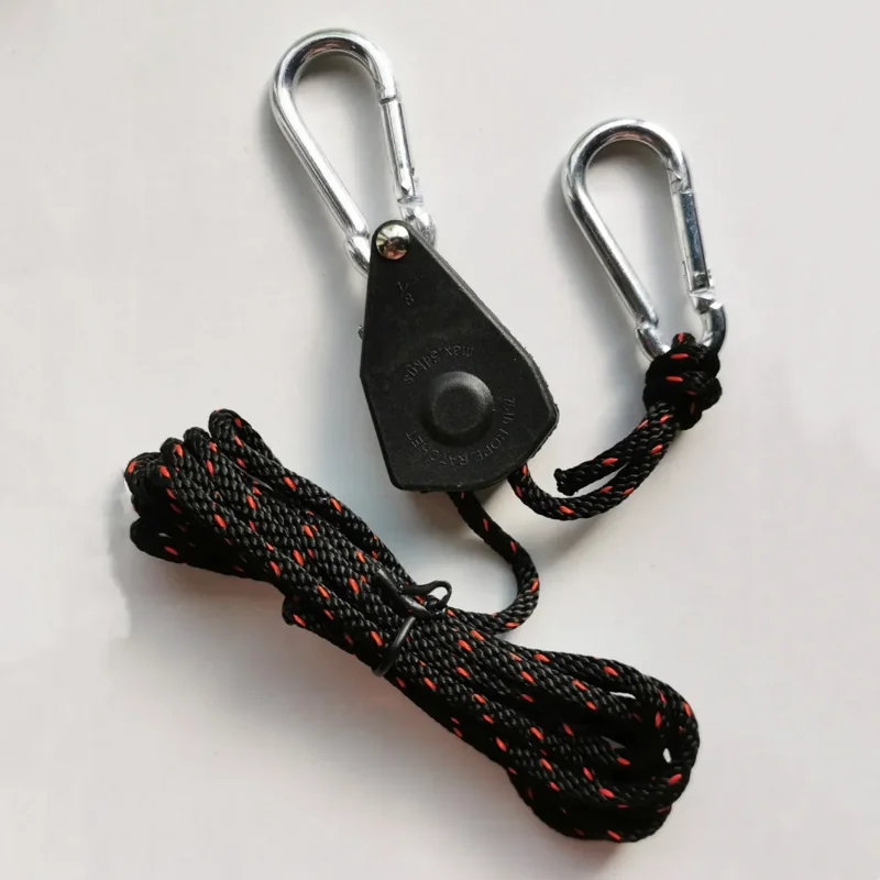 Adjustable 2M Ratchet Hanger Pulley Lifting Pulley Hook Adjuster Rope Hanger Rope Camping Hiking Lamp Lock Rope Tent accessory