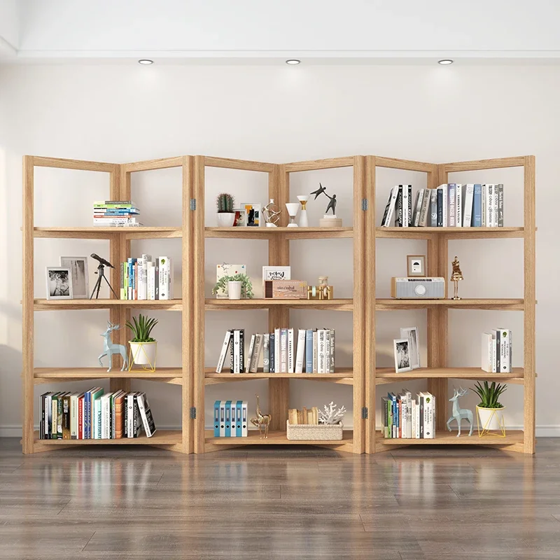 American bookshelf shelf creative all solid wood screen living room floor office partition bookcase shelf display shelf