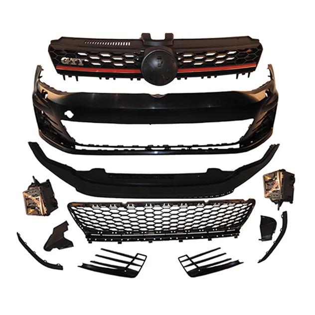 Auto Modified High Quality PP Material Front Bumper with Grill for V W GOLF 7 2013-2017 Change to GOLF 7 GTI  Body Kitcustom
