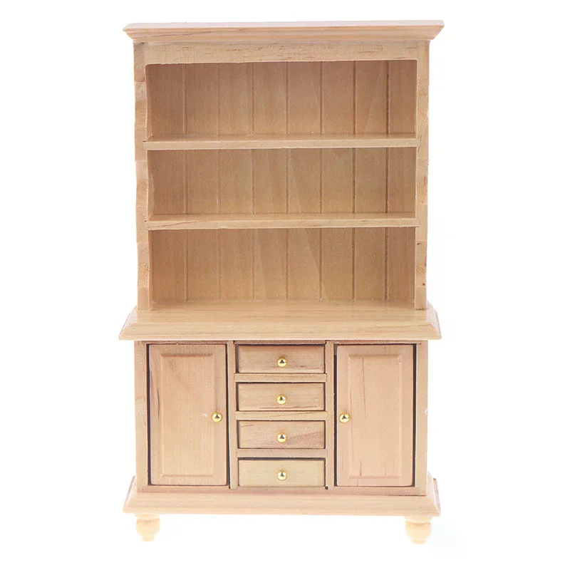 1:12 Dollhouse Miniature Furniture Multifunction Wood Cabinet Bookcase Bookshelf For Kids Creative Play
