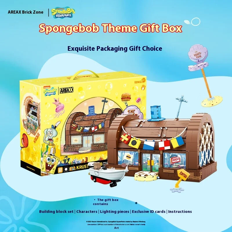 

Spongebob Krusty Krab Area-X Building Blocks Set Interactive Crab Burger Restaurant Model Toy for Kids And Fans Birthday Gift
