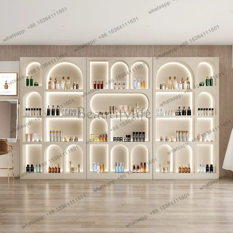 LJY American Solid Wood Beauty Salon Display Cabinet Modern High-end Skin Care Products Display Cabinets Shelf Office Furniture