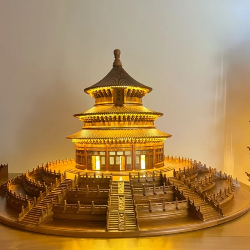 Wood carving ancient building prayer hall model handicraft ornament
