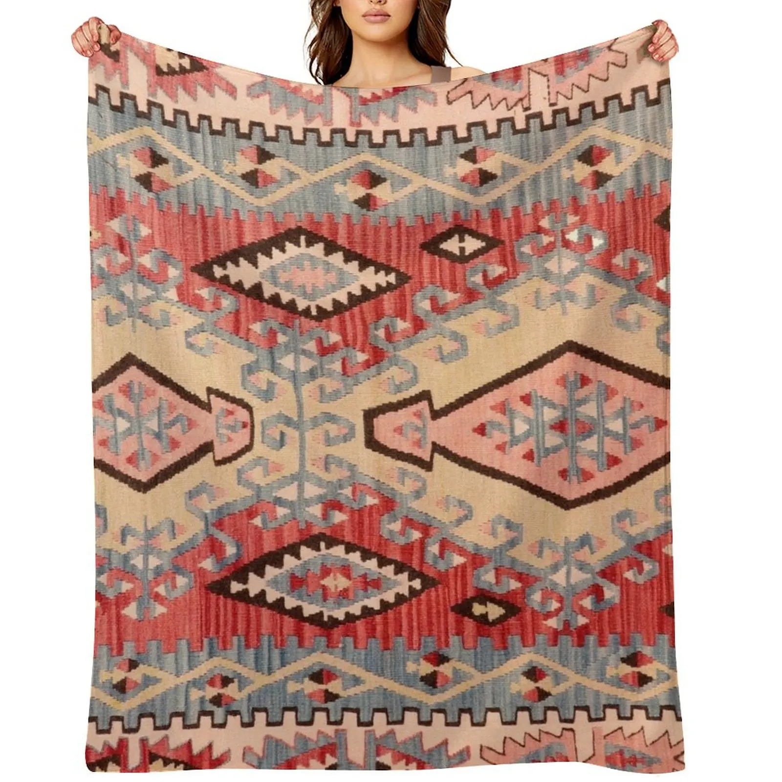 

Vintage Anatolian Kilim 1970`s Throw Blanket Picnic Sofas Flannel Travel Blankets