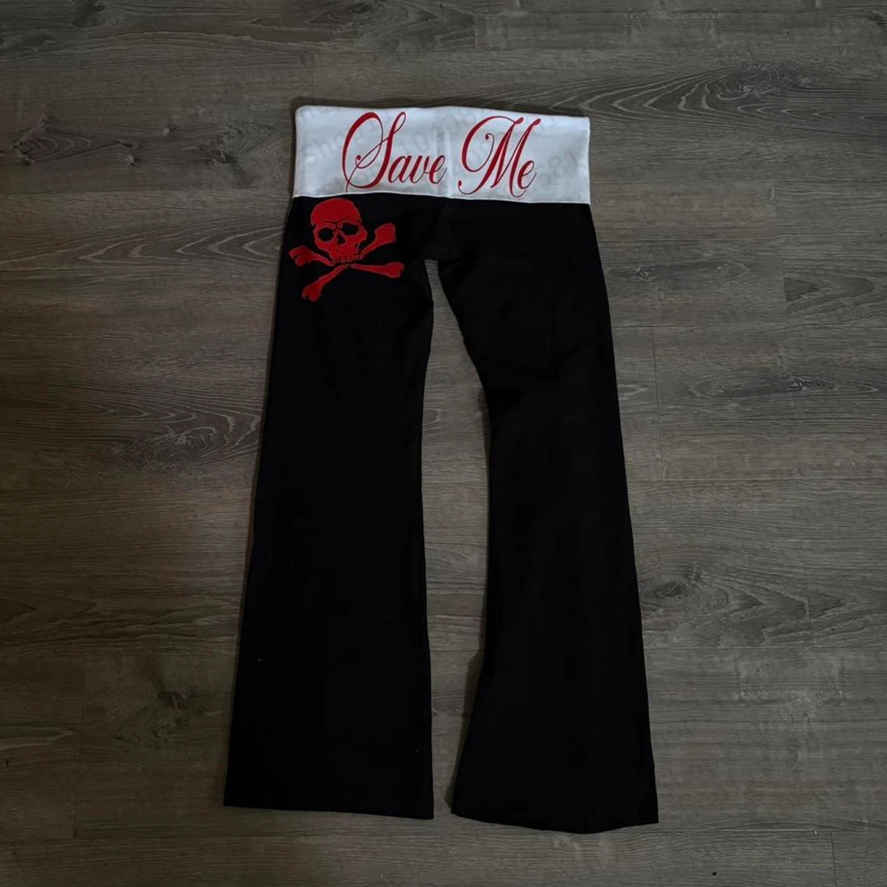 Gothic fashion niche print Y2K pants punk rock style comfortable wide leg pants Gothic retro casual women's style Emo girl punk