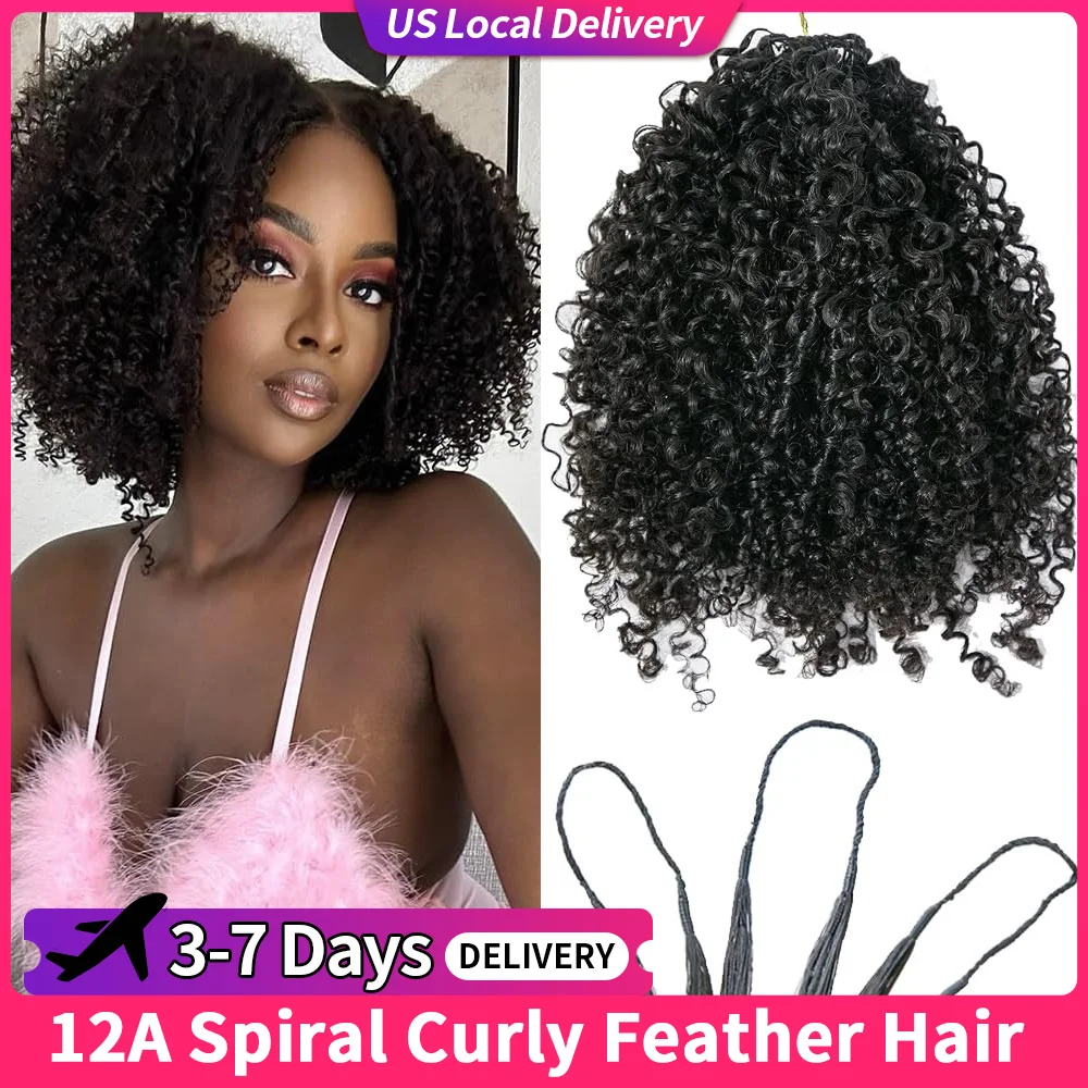 12A الأفرو غريب مجعد قبل فصل الكروشيه الشعر البشري غير مرئية Knotless سهلة التركيب ملحقات ريشة حلزونية صغيرة #1
