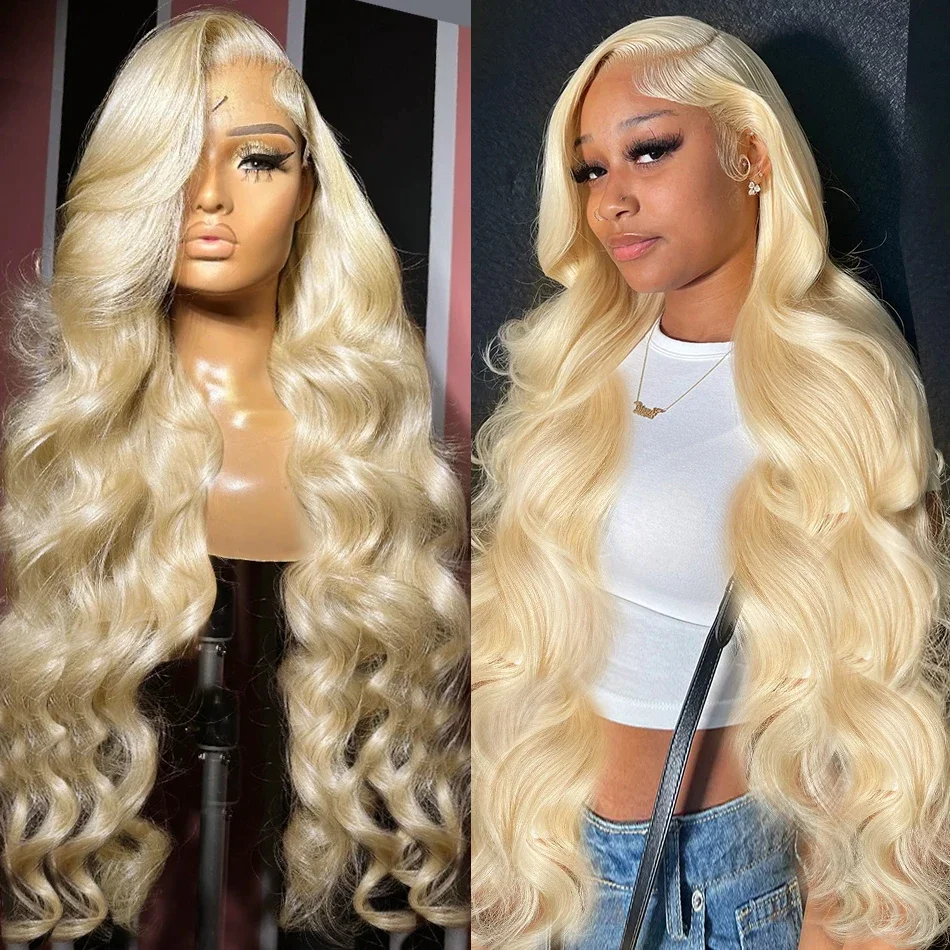 

36 Inch Body Wave 613 Honey Blonde 13x4 Lace Frontal Wig Human Hair 250 Density Transparent Lace Front Wig For Women