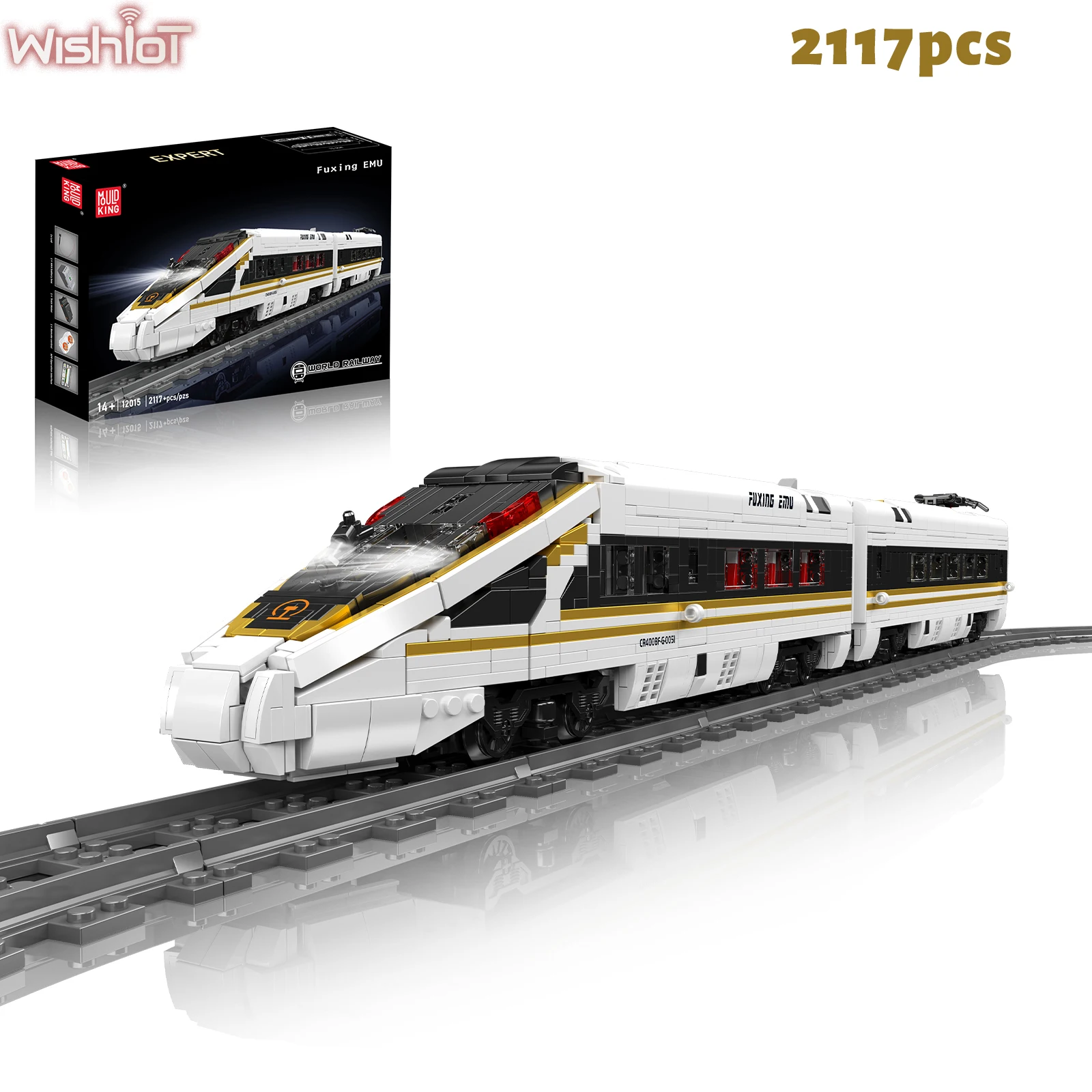 قالب King 12015 Fuxing EMU اللبنات العالم السكك الحديدية الخبراء APP التحكم عن بعد عالية السرعة السكك الحديدية نموذج المراهقين الكبار لعبة هدية