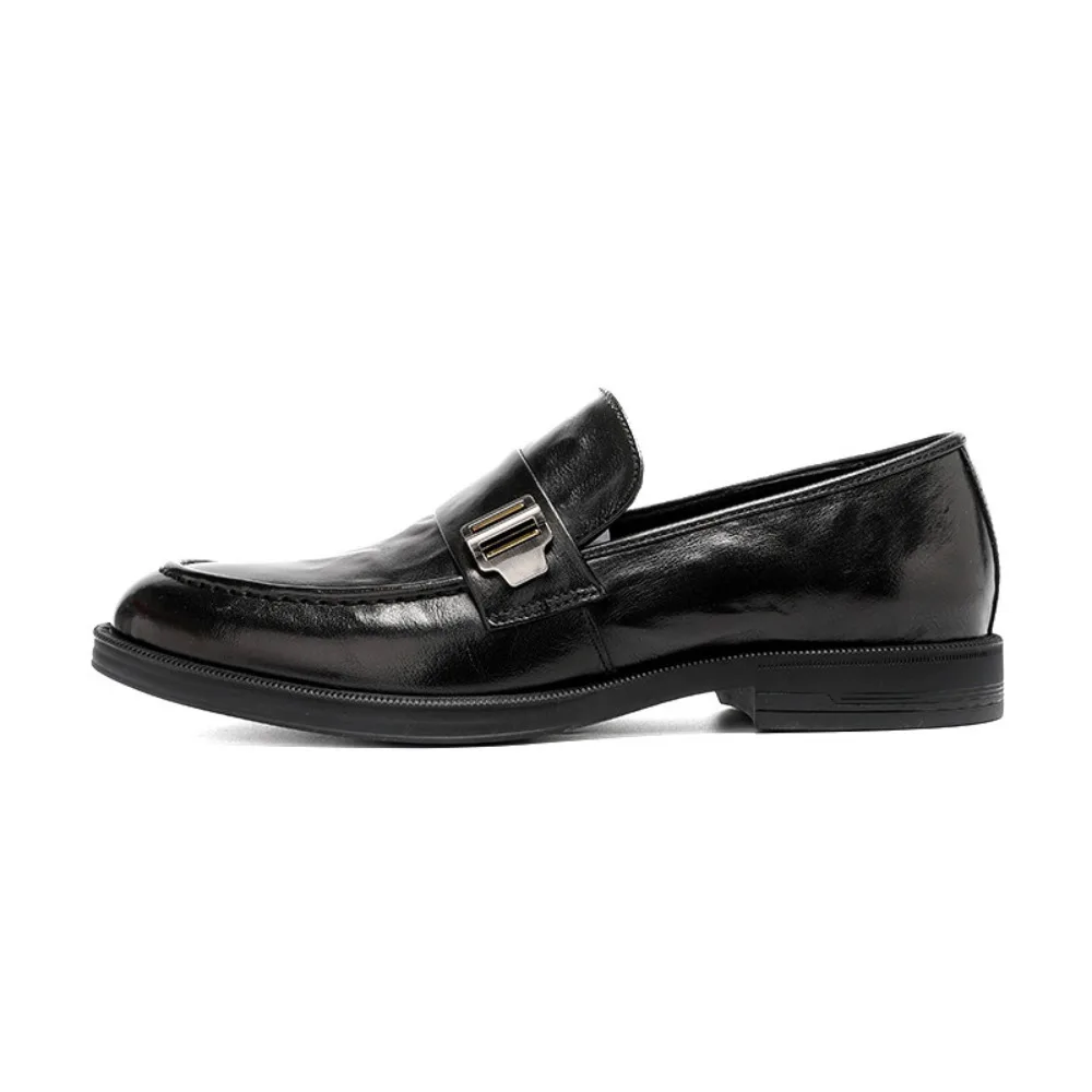 black Summer Genuine Leather Men Loafers Full Grain Cowhide Retro Washed Wrinkle Slip On Casual Dress Shoes Driving Moccasins