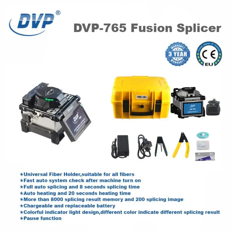 DHL UPS FedEx Original DVP765 DVP-765 FTTH ARC Fusion Splicer Core Alignment Russian Multi-Language Fiber Optic Splicing Machine