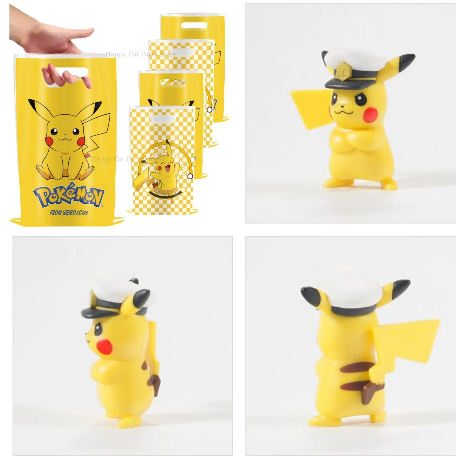 Pokemon tema saco de presente de aniversário figuras pokemon pikachu saco de doces embalagem pokemon giveaway festa favores crianças brinquedos suprimentos