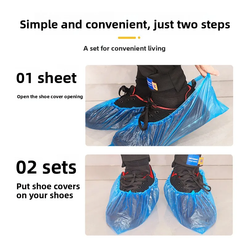 Disposable Plastic Shoe Covers Thickened Foot Covers Waterproof Dustproof for Indoor Office Household Rainy Day Use