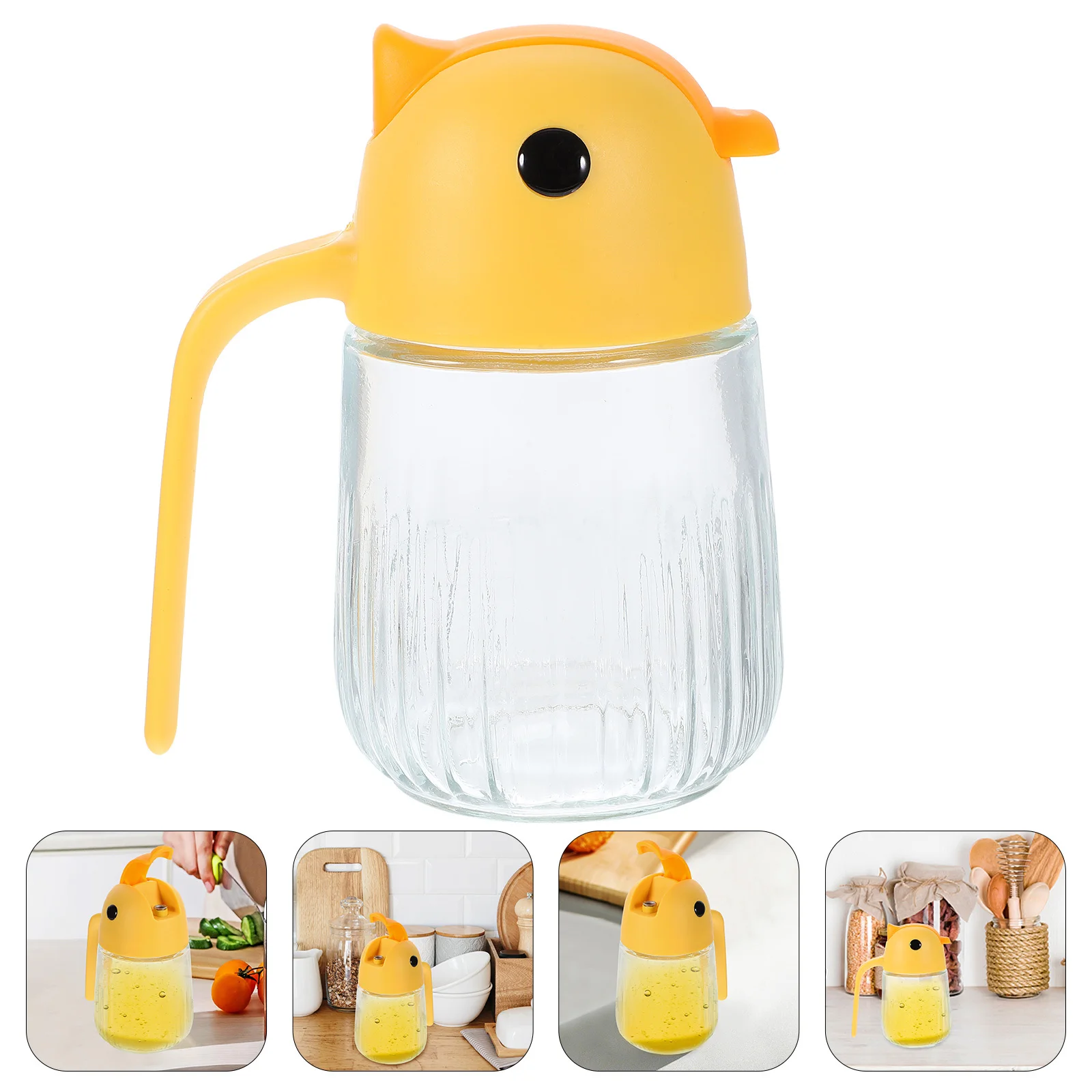 

Oil Glass Bottle with Automatic Lid Smooth Dispenser for Kitchen Condiments Vinegar Syrup Storage Oil Glass Bottle