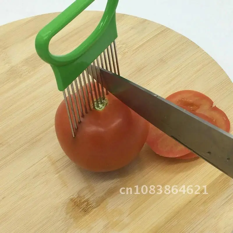 

Onion Fork Stainless Steel Onion Needle Vegetable Fruit Slicer Handheld Knife Cutting Kitchen Asisting Holder Accessory Tools