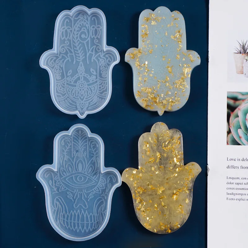 1 Pcs DIY Coaster Hand of Fatima Jewish Mould Home Decoration Epoxy Resin Art Silicone Mold