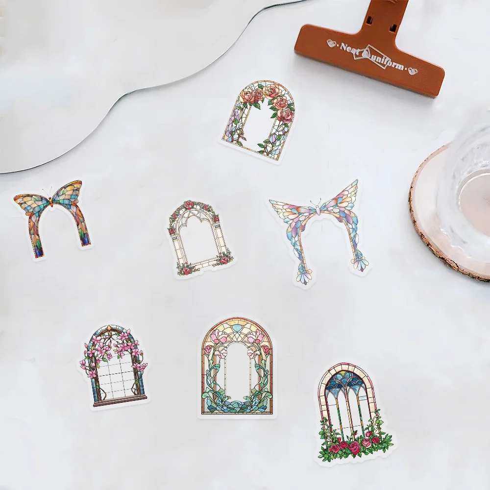 50PCS Retro Flower Mirror Graffiti Stickers Decorative Water Cups Vases Guitar Laptop ScrapbookDIY Waterproof Stickers