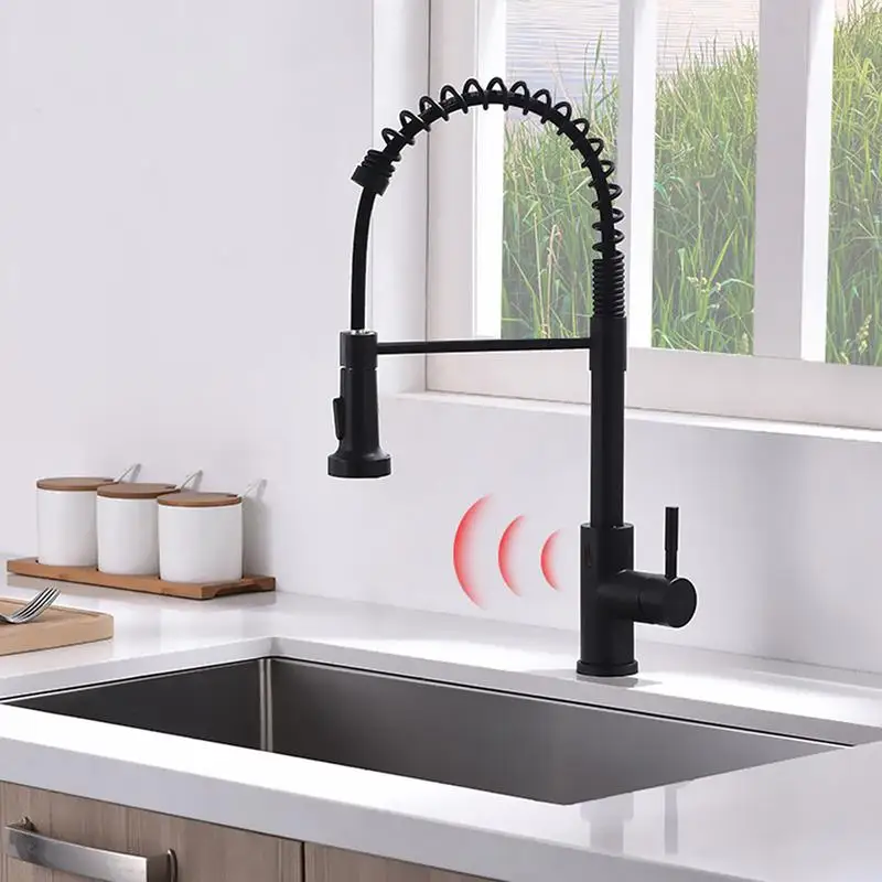 

Automatic Touchless Kitchen Faucet Smart Sensor Faucet Black Finish