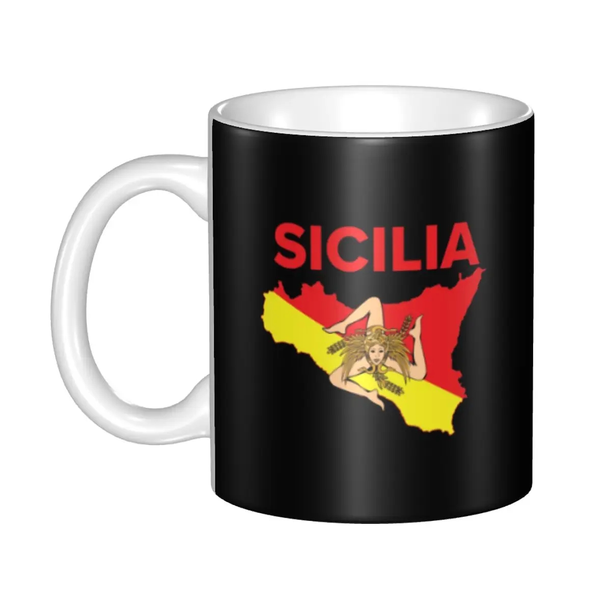 Map Of Sicily Trinacria Coffee Mug DIY Customized Sicilian Pride Ceramic Milk Tea Mug
