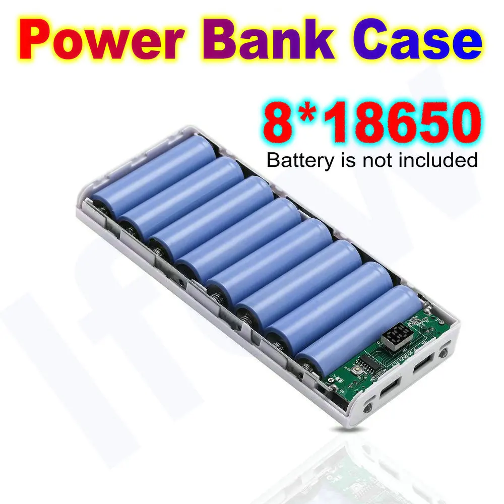 Power Bank Gehäuse 18650 Batterie DIY Shell Fall Halter Dual USB Typ C Batterie Box Handy Ladegerät Lade Lagerung Fall