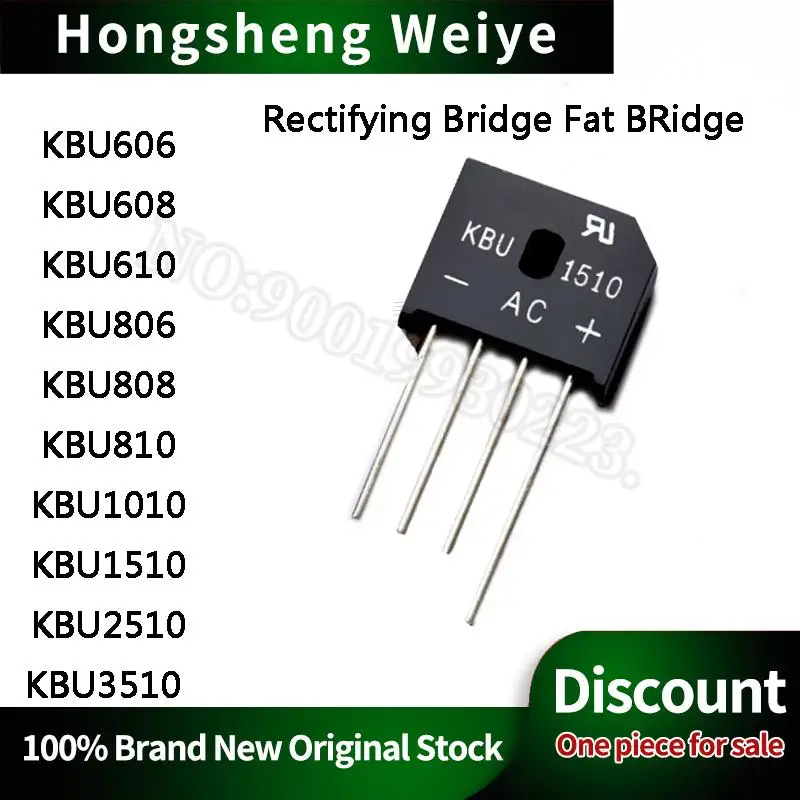 10PCS New KBU606 KBU608 610 806 808 810 1010 1510 2510 3510 KBU Rectifying bridge flat bridge In Stock