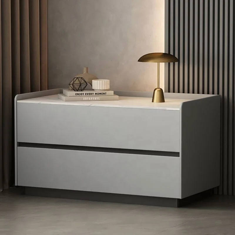 

*- 2025 Modern Design Solid Pine Wood Rectangular Nightstand Storage Light Luxury Bedroom Furniture Bedside Table Home Use