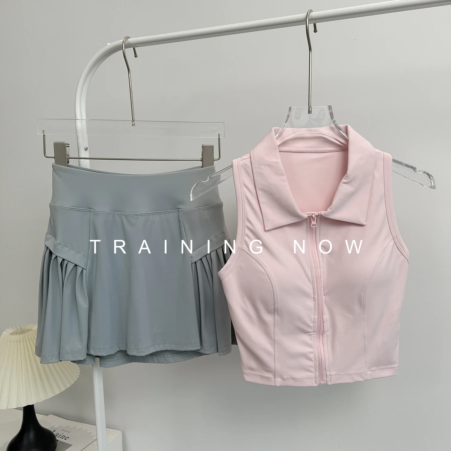 

Tennis sports suit for women's summer thin badminton uniform pleated quick-drying skirt fitness vest yoga top