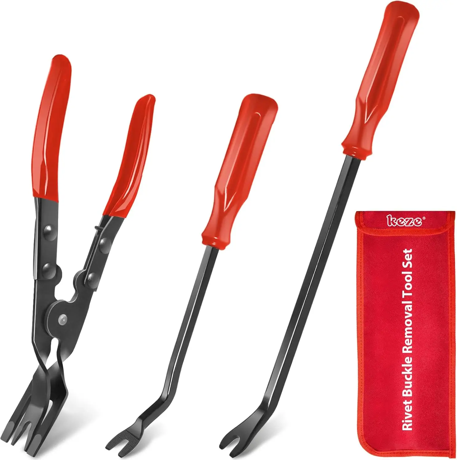 

3-Piece Auto Clip Pliers Set and Fastener Remover Tool Kit with Storage Bag for Car Door Panel, Dashboard, and Plastic Fasteners