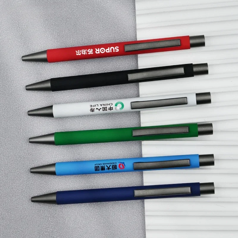 100PCS Colorful Printted Press Ballpoint Pens Free Custom Logo Matte Body Signature Pen for Business Advertising Gift