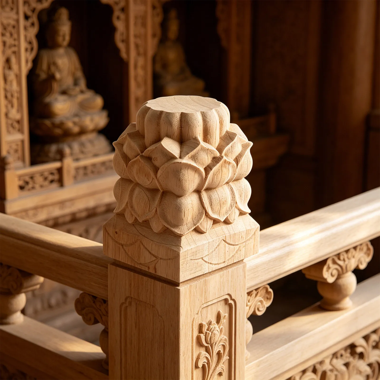 Unfinished Wooden Lotus Finials Stair Spindles Unpainted Bedpost Railing Decorative Topper Crafts Furniture Home Renovation