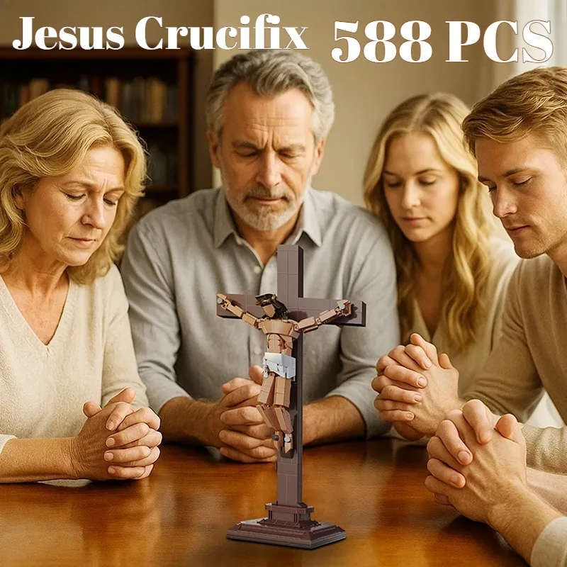 

588PCS Good Friday Jesus Crucifix,Christian Religious Faith Worship Decor Building Blocks DIY Bricks Toys for Kids Adult Gifts