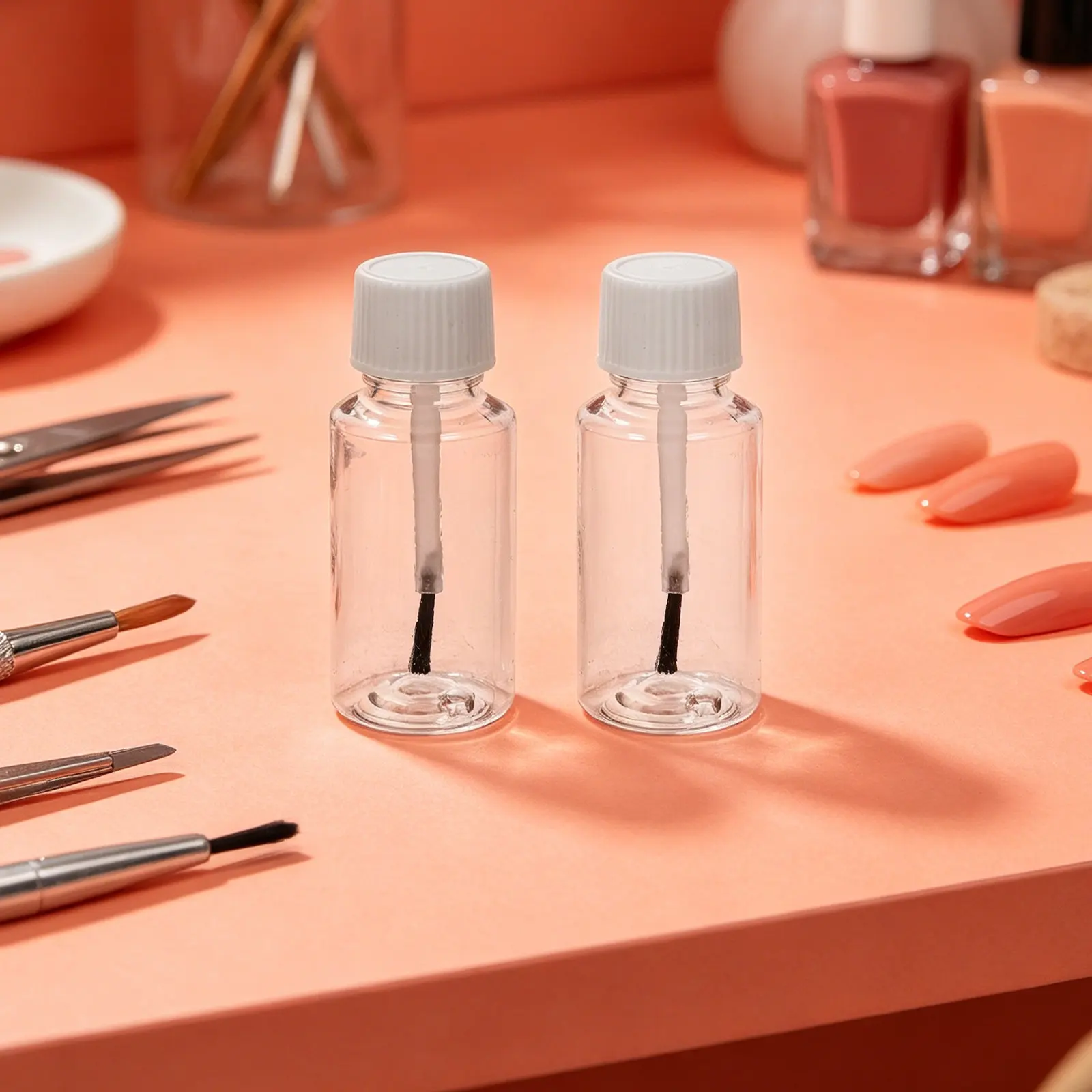 12Pcs Refillable Nail Polish Bottles Transparent Pet Manicure Storage Jars Lightweight Leakproof Nail Art Liquid Containers with
